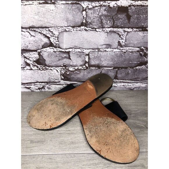 Beek Black Leather Handmade Gold Toe Ring Flats Sandals Women Sz 7M US/38EU - Picture 14 of 16